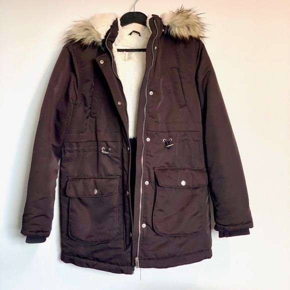 H&M L.O.G.G. Kids Winter Jacket with Faux Fur Trim Hood SIZE 10-11A - Picture 1 of 12
